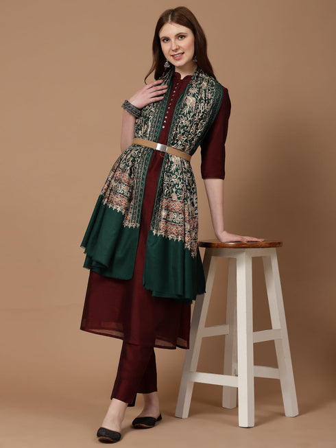 Women's Aari Embroidery Wool Shawl